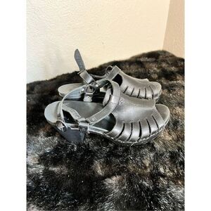 Dansko Randal Black Leather Heels Strappy Sandal Size 39 8.5